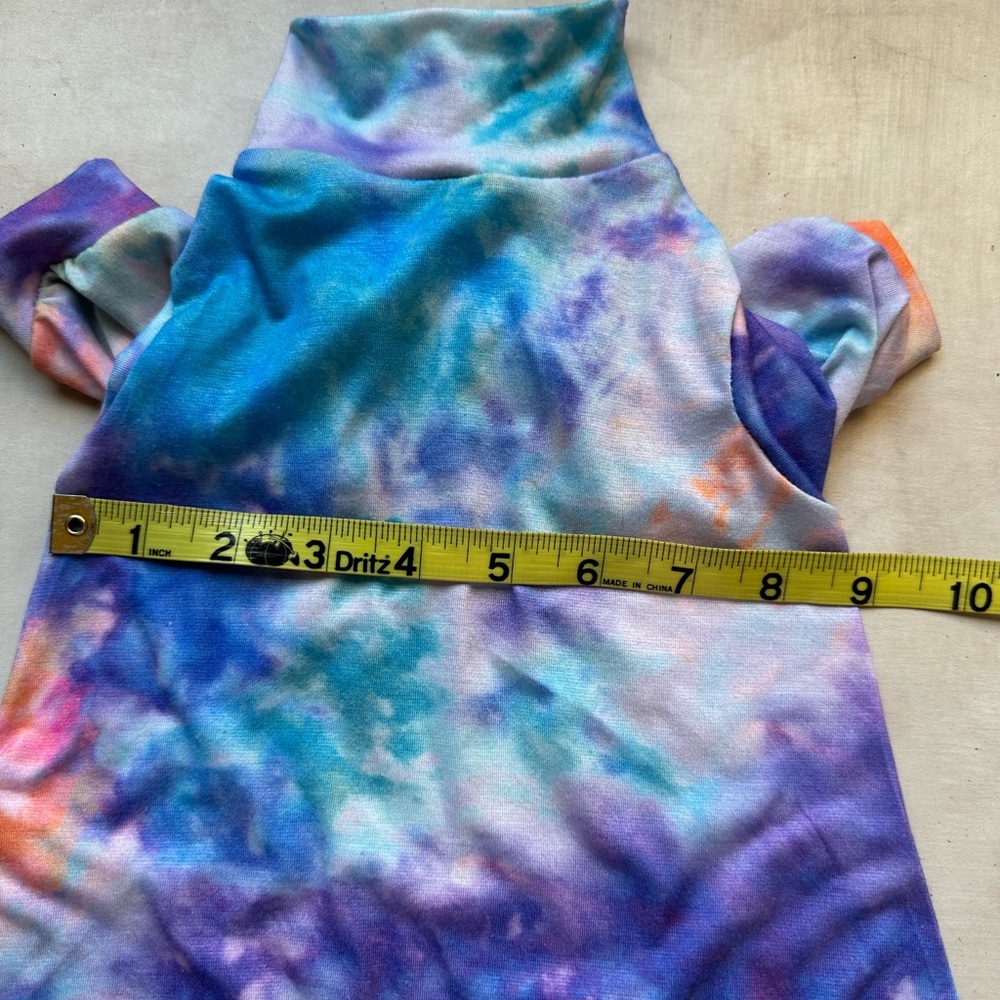 Handmade Tie-Dye Rainbow Pet Pajamas | Small Dog Apparel Upcycled - Picture 5 of 7